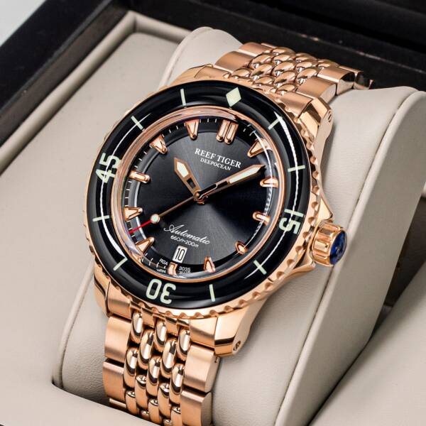 Reef Tiger RT Top Brand Men Mechanical Steel Dive Watches Sapphire Crystal Bracelet Watches Luminous Watch 3