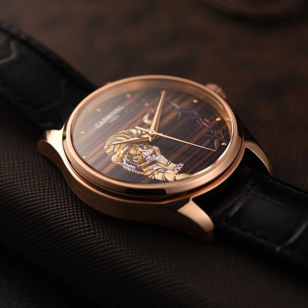 Relogio Masculino Carnival Brand Luxury Automatic Watch Mens Fashion 3D Tiger Rose Gold Mechanical Wristwatch Clock 1