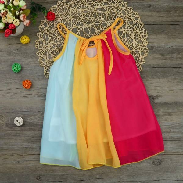 Summer Girl Princess Dress Toddler Kids Baby Girl Princess Clothes Sleeveless Chiffon Tutu Rainbow Dresses For 2
