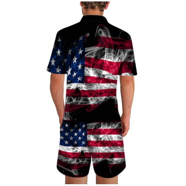 2021 New Brand Summer Men s American Flag Print Short Sleeve T shirt Set 2pieces Men 1