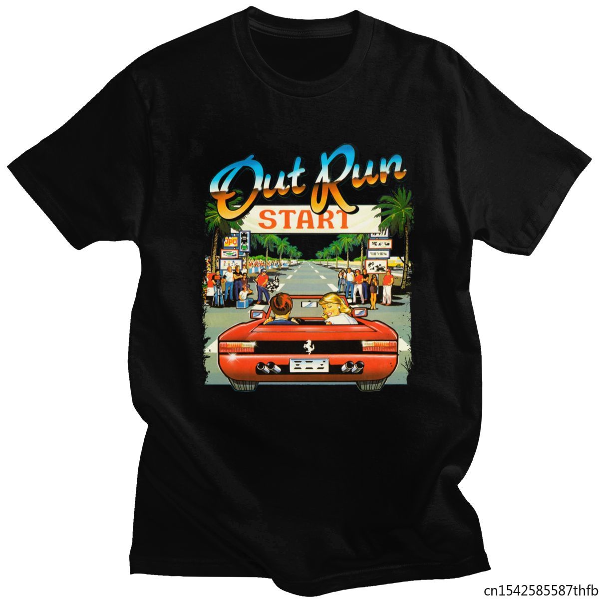 Arcade Racing Video Game Out Run T Shirt Men Short Sleeve Vintage 80s Console Gaming T