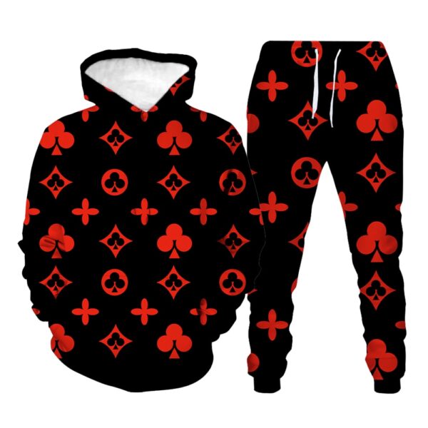 Autumn and winter new brand men s and women s LV 3D printed hoodie suits fashion 1