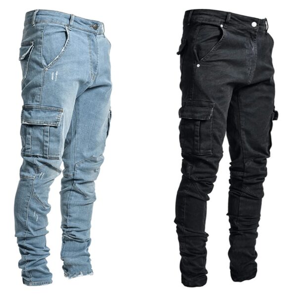 Jeans Men Pants Casual Cotton Denim Trousers Multi Pocket Cargo Jeans Men New Fashion Denim Pencil
