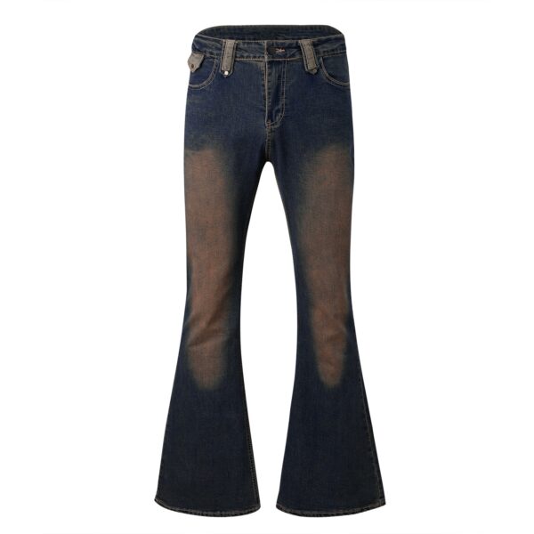 Men s Jeans Fashion Men s Vintage Punk Full Length Light Wash Bootcut Jeans Pocket Flare 5