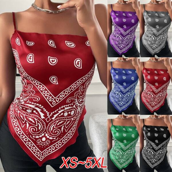 New Summer Women Tank Top Fashion Sexy Sleeveless Tank Top Printed Off Shoulder Camisole Vest Top