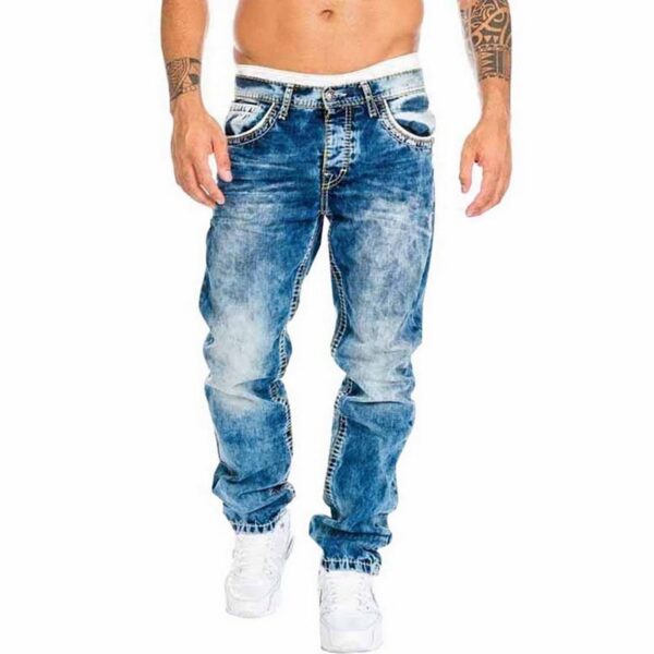 Puimentiua 2021 New Jeans Men Elastic Waist Skinny Jeans Men Fashion Stretch Ripped Pants Streetwear Mens 2
