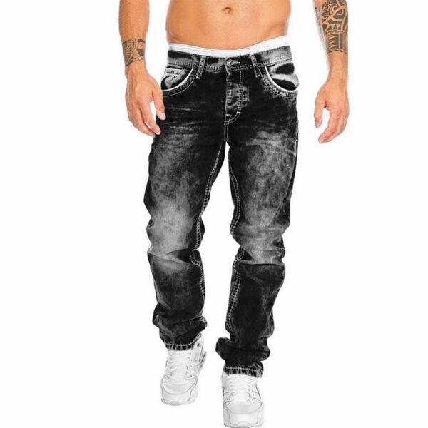 Puimentiua 2021 New Jeans Men Elastic Waist Skinny Jeans Men Fashion Stretch Ripped Pants Streetwear Mens 3