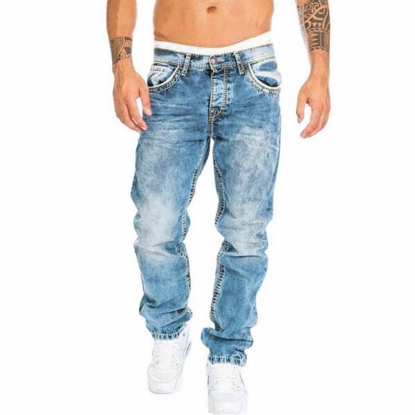 Puimentiua 2021 New Jeans Men Elastic Waist Skinny Jeans Men Fashion Stretch Ripped Pants Streetwear Mens 4